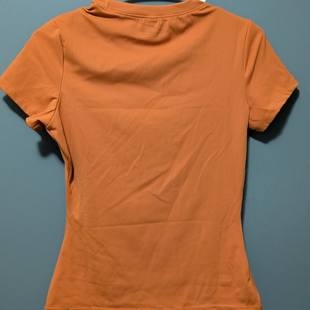 Compression Style Crewneck Women's Top - Orange - Picture 3 of 3